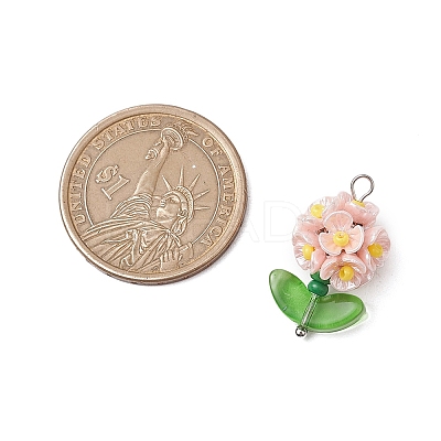 Glass Seed Beaded Flower Pendants X1-PALLOY-MZ00521-01-1