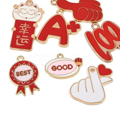 7Pcs 7 Styles Alloy Enamel Pendants ENAM-FP0003-14-1
