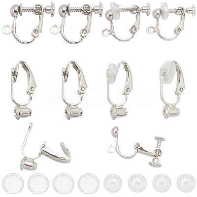 32Pcs 2 Style Brass Clip-on Earring Converters Findings DIY-SC0024-17-1