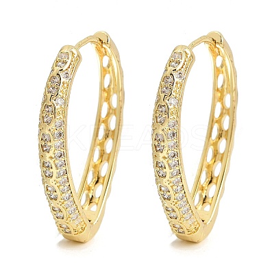 Teardrop Brass Micro Pave Clear Cubic Zirconia Hoop Earrings EJEW-G446-01G-1