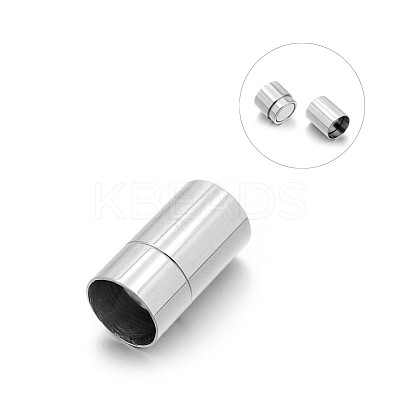 Tarnish Resistant 304 Stainless Steel Column Magnetic Clasps with Glue-in Ends LS-STAS-E089-12F-1