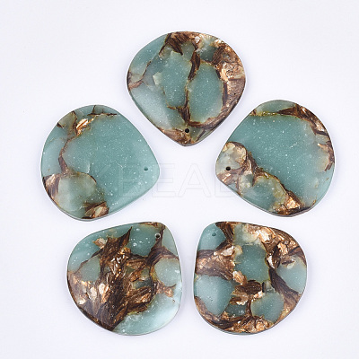 Assembled Natural Bronzite and Synthetic Aqua Terra Jasper Pendants G-S329-043-1