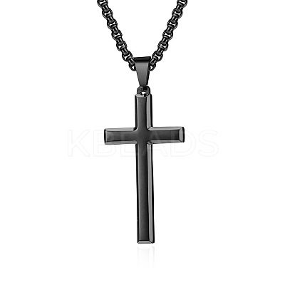 304 Stainless Steel Cross Pendant Unisex Necklaces TQ5525-3-1
