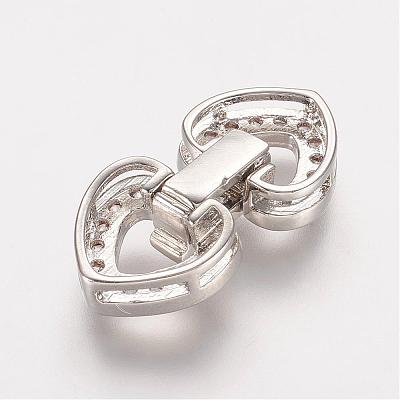 Brass Micro Pave Cubic Zirconia Fold Over Clasps ZIRC-J016-02P-1