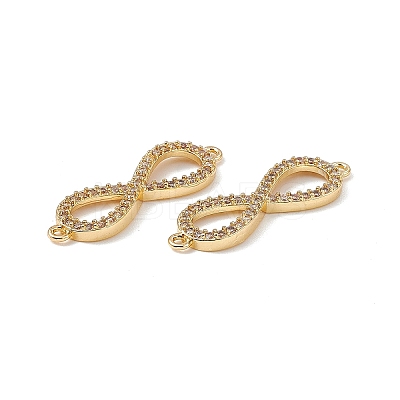 Brass Micro Pave Clear Cubic Zirconia Connector Charms KK-E068-VB386-1