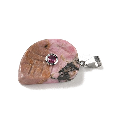 Natural Rhodonite Carved Pendants G-P599-04P-09-1