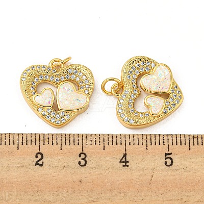 Valentine's Day Brass Micro Pave Cubic Zirconia with Synthetic Opal Pendants KK-D096-02D-G-1