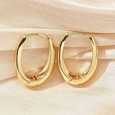 Oval Brass Hoop Earrings EJEW-Z086-08G-1