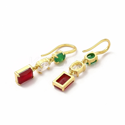 Rack Plating Brass Cubic Zirconia Stud Earrings EJEW-H091-27G-1