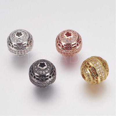 Brass Micro Pave Cubic Zirconia Beads ZIRC-G087-21-1