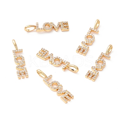 Brass Micro Pave Clear Cubic Zirconia Pendants ZIRC-Z019-35G-NR-1