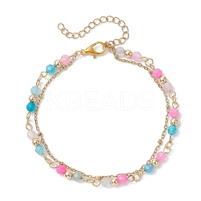 Natural Agate Round Beads Multi-strand Bracelets BJEW-JB12468-01-1