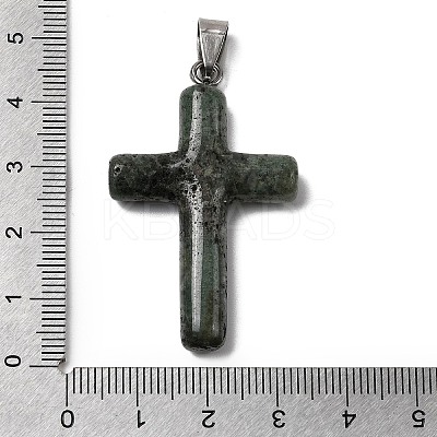Natural Moss Agate Cross Pendants KK-D021-04D-P-1