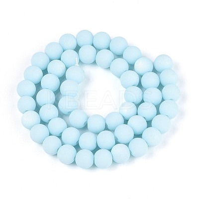 Frosted Opaque Glass Beads Strands GLAA-T032-P8mm-MBB10-1