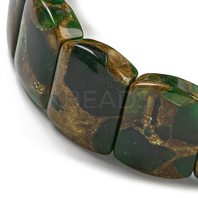 Synthetic Rectangle Gold Clinquant Stone Stretch Bracekets G-P549-01D-1