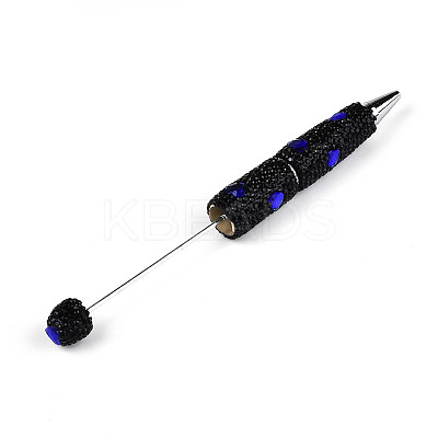 Heart Resin & Polymer Clay Pave Rhinestone Ball-Point Pen AJEW-T013-03A-1