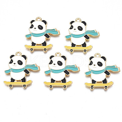 Rack Plating Alloy Enamel Pendants ENAM-N055-044-1