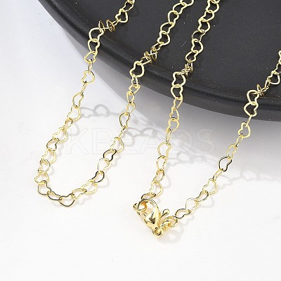 Brass Heart Link Chains Necklace for Women NJEW-P265-39G-1