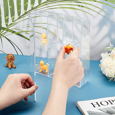 2-Tier 6 Grids Transparent Plastic Action Figures Display cases ODIS-WH0020-90-1