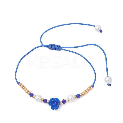 Glass Seed Bead & Resin Braided Beaded Bracelets BJEW-MZ00307-01-1