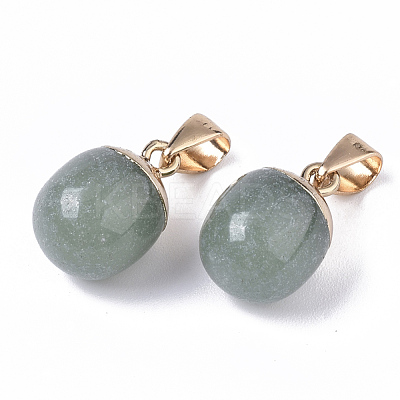 Top Golden Plated Natural Green Aventurine Pendants G-T131-03F-1