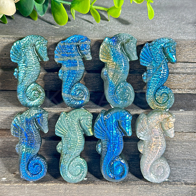 Natural Labradorite Carved Healing Sea Horse Figurines PW-WG19543-01-1