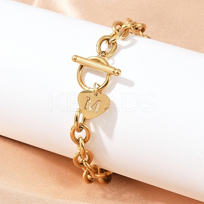 Golden 304 Stainless Steel Charm Bracelets NJEW-K284-01G-M-1