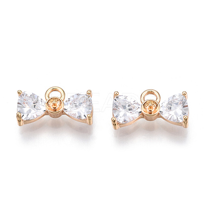 Brass Micro Pave Clear Cubic Zirconia Peg Bails Pendants KK-N216-407-1