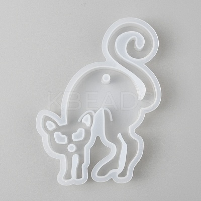 Halloween DIY Cat Shape Pendant Silicone Molds DIY-P006-40-1