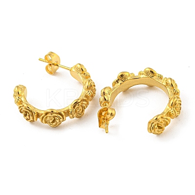 Ion Plating(IP) 304 Stainless Steel Flower Stud Earrings EJEW-C068-08G-1