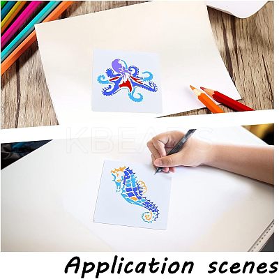 1 Set Marine Organism Theme Plastic Drawing Painting Stencils Templates DIY-FH0003-42-1