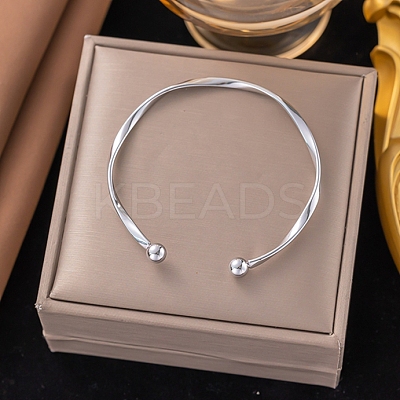 304 Stainless Steel Cuff Bangles for Women LS-BJEW-D407-01P-1