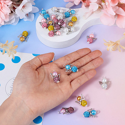 20Pcs 5 Colors Polymer Clay & Glass Rhinestone Pendants FIND-TA0004-83-1