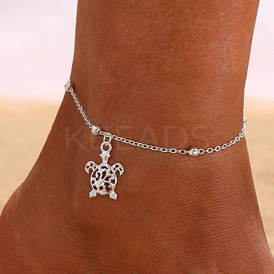 Summer Beach Alloy Hollow Sea Turtle Charm Satellite Chain Anklets for Women FS-WGD5AB4-01-1