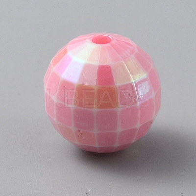 AB Color Plated Eco-Friendly Poly Styrene Acrylic Round Beads OACR-WH0028-23B-1