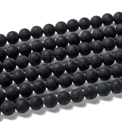 Grade A Natural Black Agate Beads Strands G447-4-1