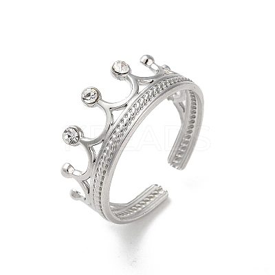 304 Stainless Steel Rhinestone Cuff Rings LS-RJEW-M171-30P-1
