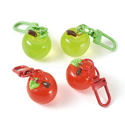 4Pcs 2 Colors Resin Apple Pendant Decorations KEYC-TADJ0001-03-1