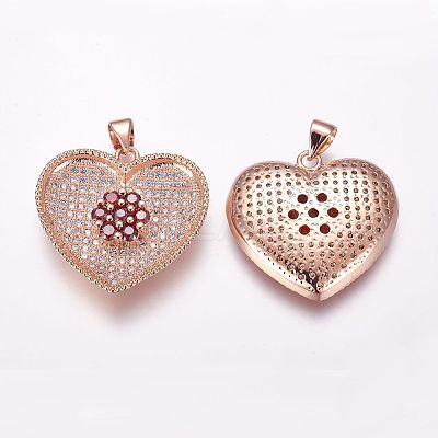 Brass Micro Pave Cubic Zirconia Pendants ZIRC-G091-44RG-1