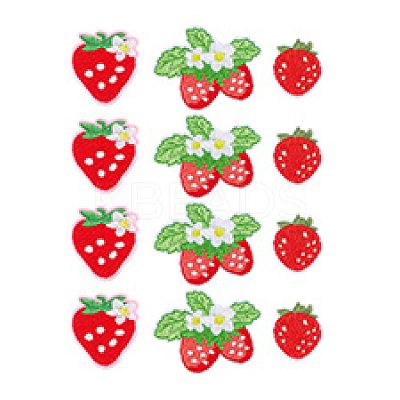 12Pcs 3 Styles Strawberry Computerized Embroidery Cloth Iron on/Sew on Patches PATC-PH0001-36-1