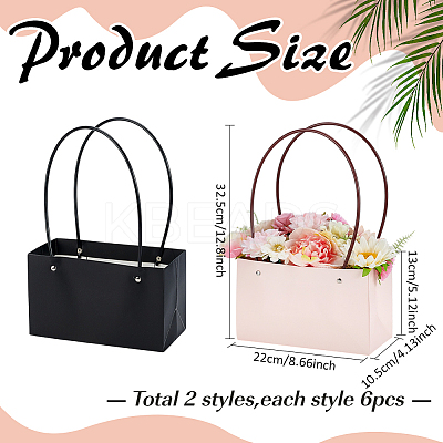 12Pcs 2 Colors Kraft Paper Bouquet Storage Tote Bags ABAG-BC0001-67-1