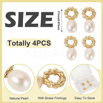 4Pcs Natural Cultured Freshwater Pearl Pendant PALLOY-TAC0179-1