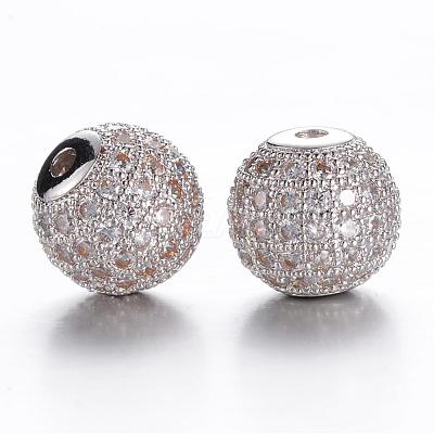 Brass Micro Pave Cubic Zirconia Beads ZIRC-D011-53P-1