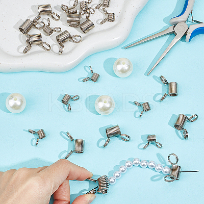20Pcs 2 Style 304 Stainless Steel Mini Spring Bead Clamps for Beading Jewelry Making STAS-BBC0004-59-1