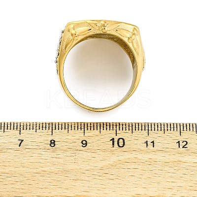 Star of David 304 Stainless Steel Rhinestone Finger Rings for Women RJEW-B121-02C-G-1
