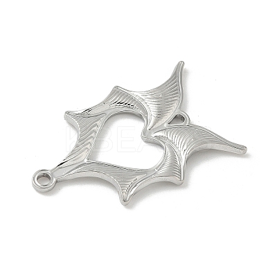 304 Stainless Steel Bat Wings Heart Links Connector Charms X-STAS-S186-13P-1