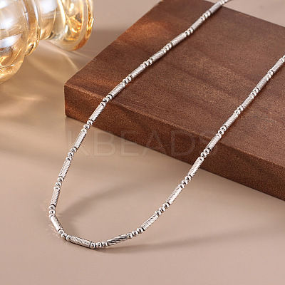 Adjustable 925 Sterling Silver Round Column Magnetic Beaded Necklaces for Women NJEW-A048-03P-1