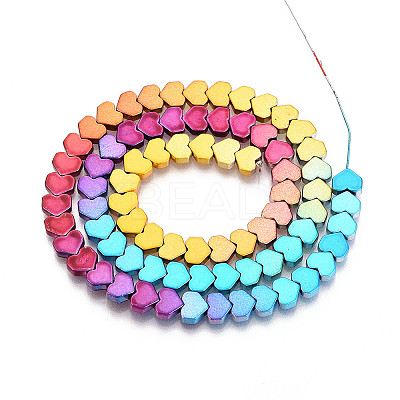 Rainbow Color Electroplate Non-magnetic Synthetic Hematite Beads Strands G-L489-E01-1