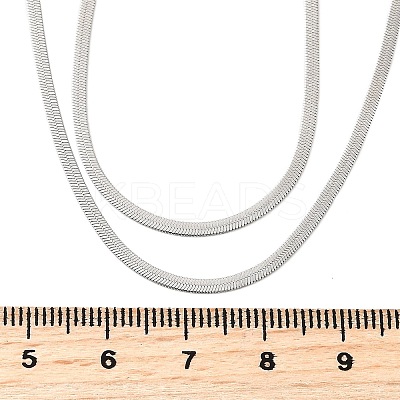 304 Stainless Steel Flat Snake Chain Double Chain Necklaces NJEW-Q039-01P-1