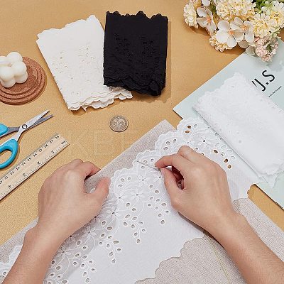 3 Colors Cotton Embroidery Flower Wavy Edged Lace Ribbons OCOR-AR0001-78-1